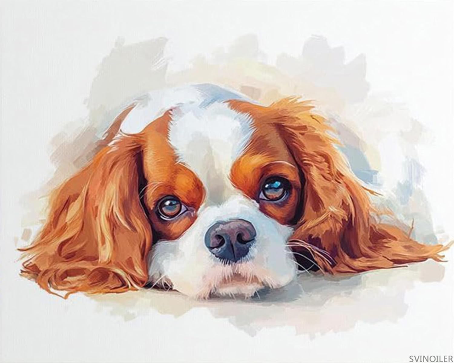 Paint by Numbers Kit for Adults Cavalier King Charles Spaniel Dog Adult Paint by Number Kits on Canvas for Beginners, Cute Dog DIY Acrylic Oil Number Painting Kits 16x20inch Frameless