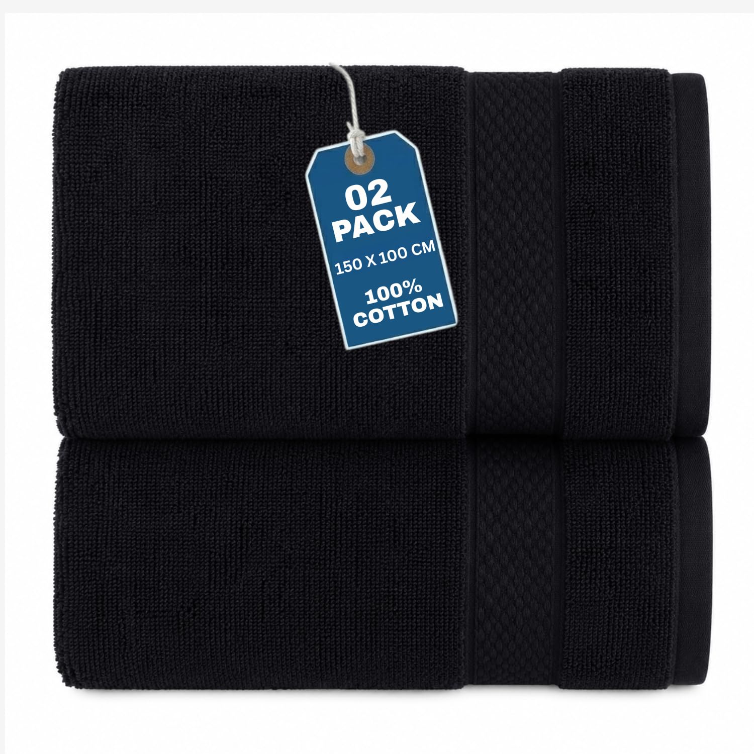 Gift Hub Bath Sheets Pack Of 2 | 100% Cotton Bath Towels | Luxury, Soft, Highly Absorbent, Hotel Quality Bathroom Towels | Jumbo Bath Sheet 100 x 150 cm | Dark Grey
