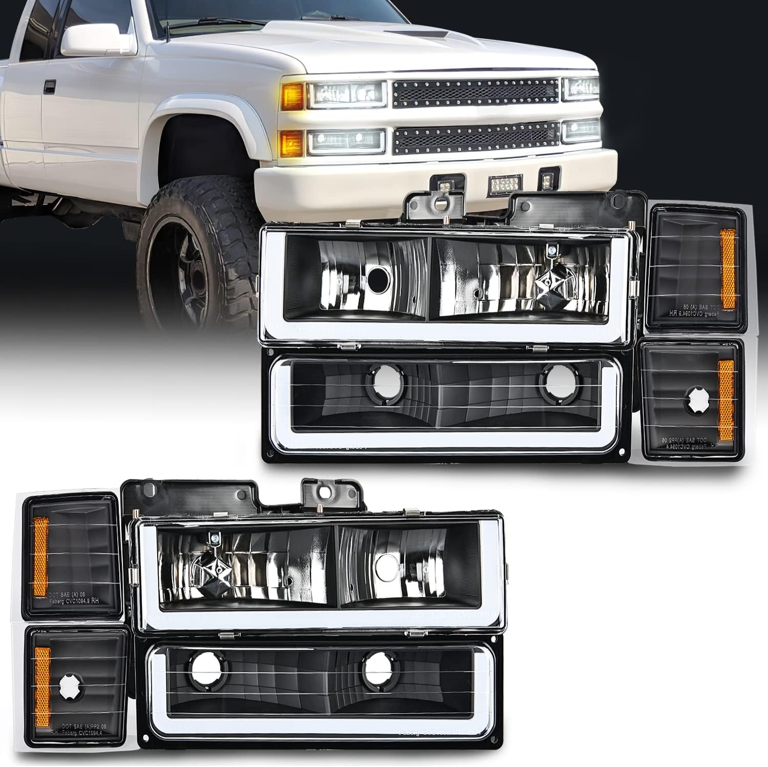 Nilight Headlights Assembly Led DRL for Chevy Silverado