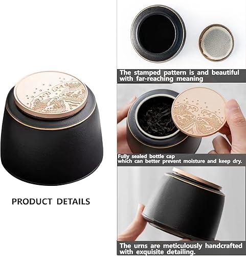 Miniatura 3 de Urna Pequeña Negra para Cenizas Recuerdo - Urna Pequeña de Cerámica de 3 Pulgadas para Compartir, Capacidad 10 Pulgadas Cúbicas Urna Memorial 1