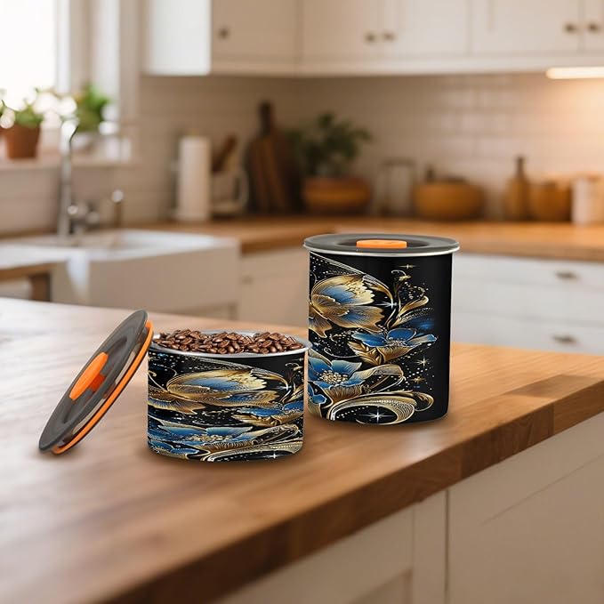 Almacenador de Alimentos ALAZA Golden Butterfly Blue Flower 17 oz miniatura 2