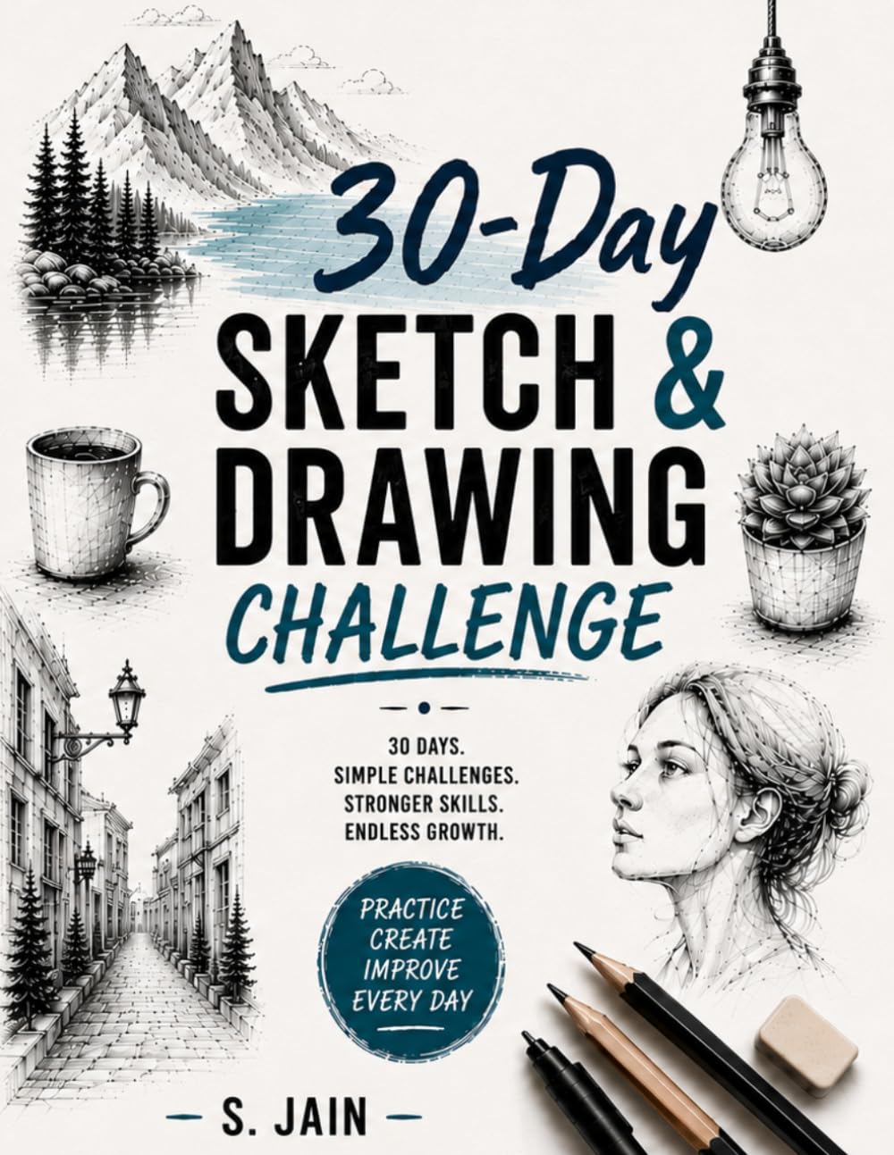 30-Day Sketch & Drawing Challenge: 30-Day Drawing Challenge for Beginners & Students: Daily Prompts to Improve Your Sketching Skills Fast