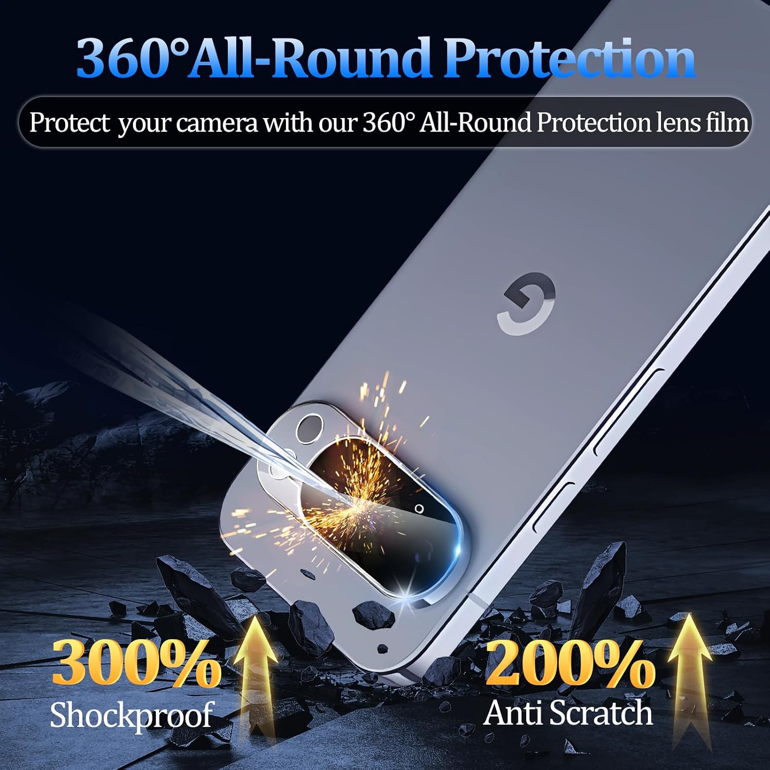 3 Pack Camera Lens Protector for Google Pixel 10 Pro,Tempered Glass,9H Hardness,Anti-Scratch,Case Friendly[Does not Affect Night Shots]
