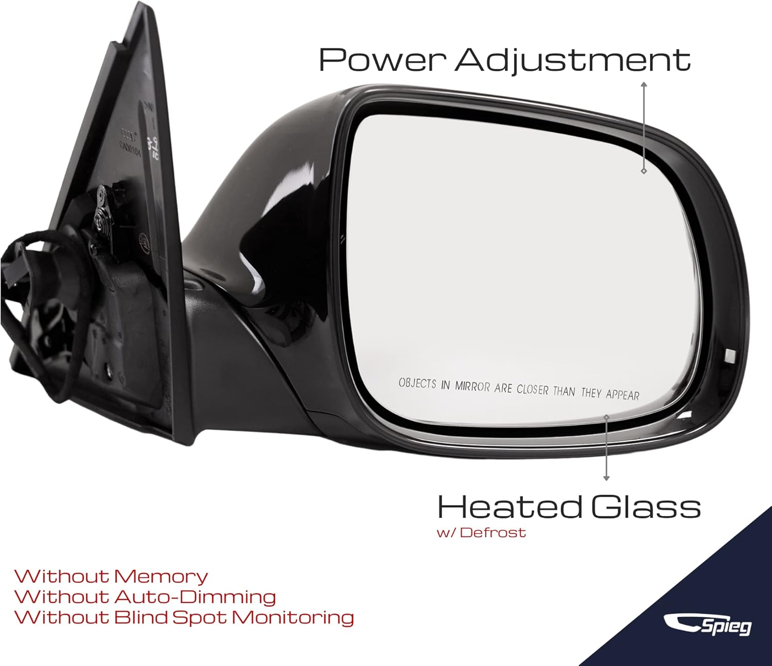 Spieg Passenger Side Mirror for 2009-2014 Audi Q5 Power Adjustment Heated Glass Auto Foldaway Puddle Lamp Turn Signal Phantom Black Pearl 9 Pins Right AU1321120