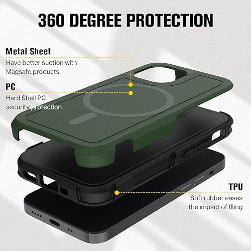 Miniatura 3 de Funda magnética para iPhone 11, iPhone XR, compatible con carga inalámbrica MagSafe, a prueba de golpes, funda protectora fuerte y duradera, color