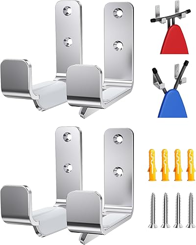 Miniatura 6 de Soporte para tabla de planchar para montaje en pared, acero inoxidable 304, pata en T para tabla de planchar ajustable a distancia, gancho de