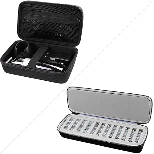 Funda para cortadora de pelo Hatteker inalámbrica, organizador de recortadora de barba para hombres, kit de corte de cabello, afeitadora de