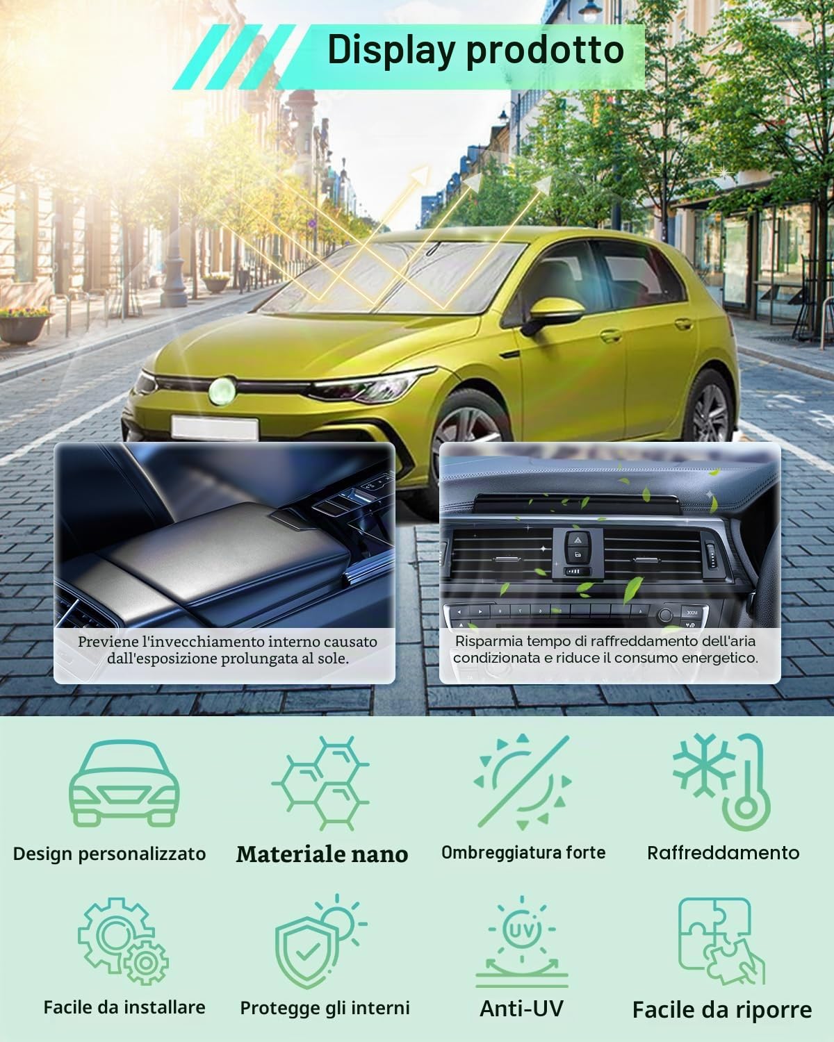 [Upgrade] GAFAT Compatibile con VW Golf 8.5 Golf 8 MK8 GTI GTE GTD R 2020–2025 2026 Protezione Solare per Parabrezza Interno, Parasole, Raffreddamento, Protezione UV, Accessori Golf 8 2025