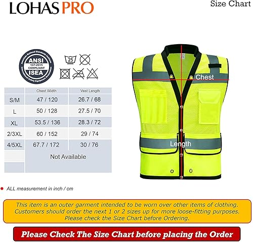 Miniatura 2 de Chaleco de seguridad de alta visibilidad, chaleco reflectante de malla con bolsillos para hombres y mujeres, estándares ANSIISEA