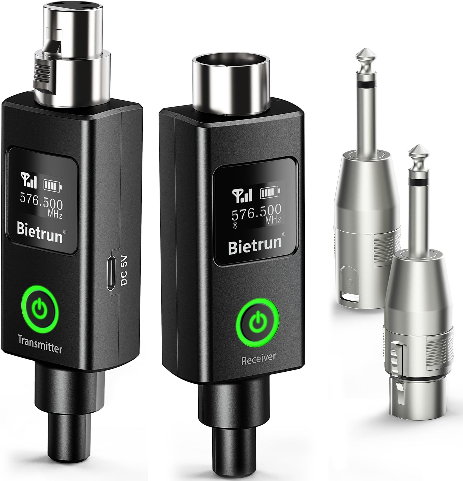 Wireless XLR Transmitter Receiver with 48V Phantom Power, Wireless Microphone XLR Adapter with 30 Channels, UHF 230 ft Range, for Dynamic and Condenser Microphone, Mixer, Audio Interface