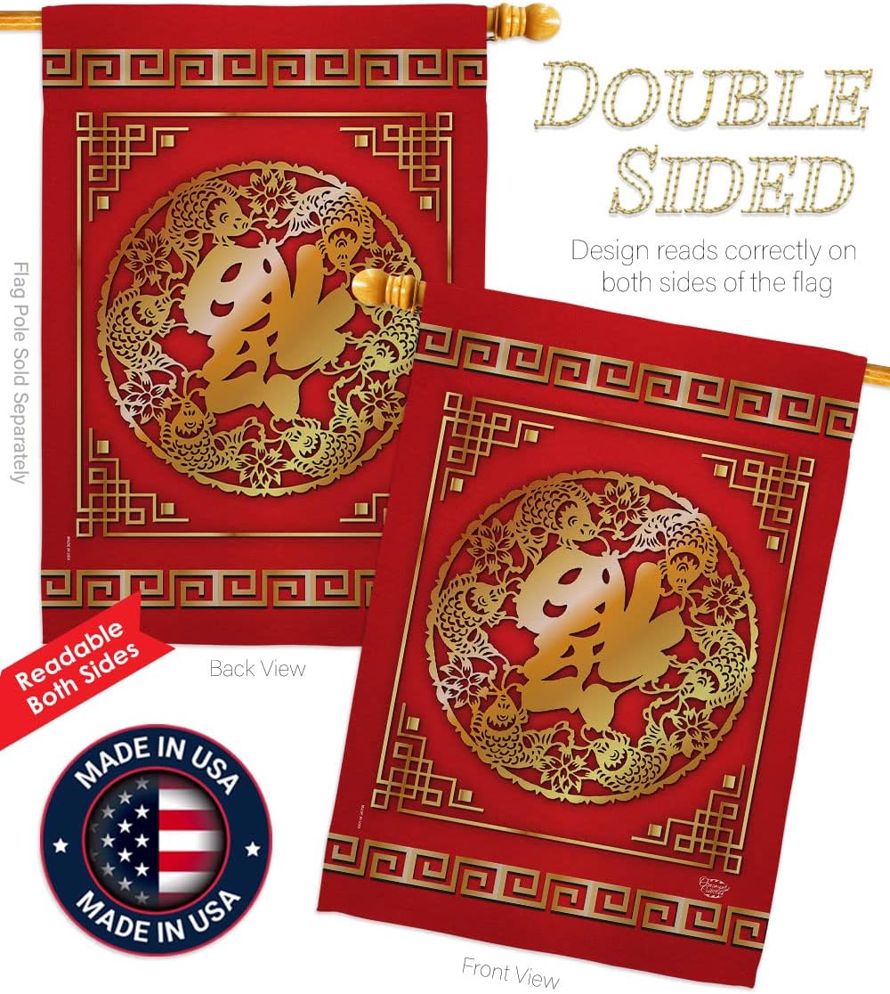 Happy Chinese New Year Indoor Decor Banner Room Wall Art Patio Porch Lawn Garden Flag Outdoor Tapestry Yard Signs Lunar New Year Gifts Luck Arrive Chinese Decorations Made in USA
