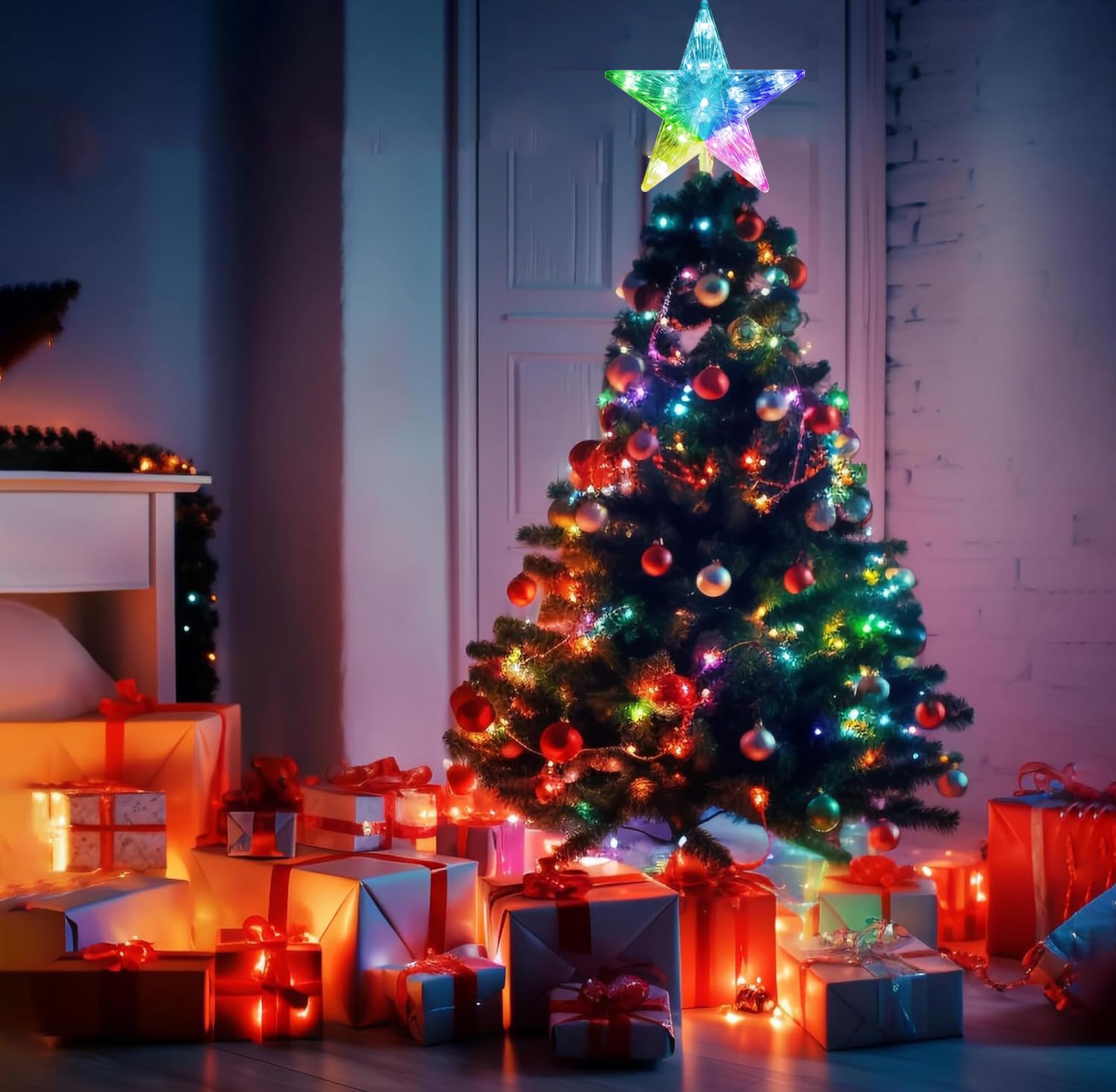 Color Changing Tree Top Christmas Star Tree Topper - RGB Color Changing ...