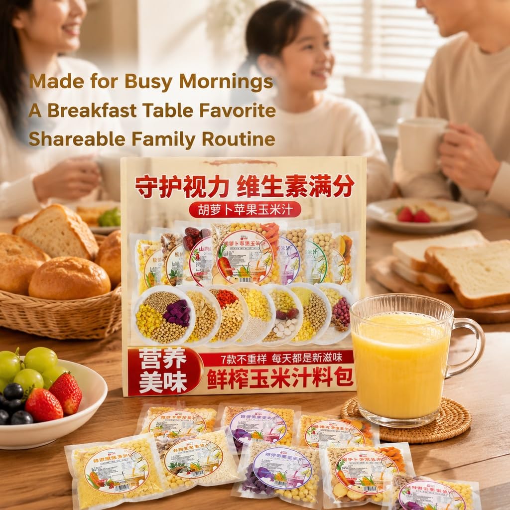 Paquete De Jugo Maíz Fresco 7 Sabores, 80 G X 35 Bolsas, Kit For Licuadora Y Máquina For Hacer Leche Soja, Mezcla Fácil Gachas For El Desayuno, Sin Remojo, Suministro Familiar
