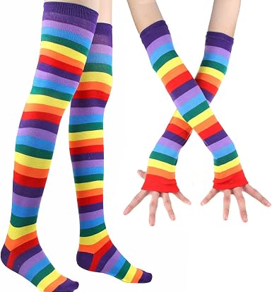 Colorful Rainbow Stripe Leggings 