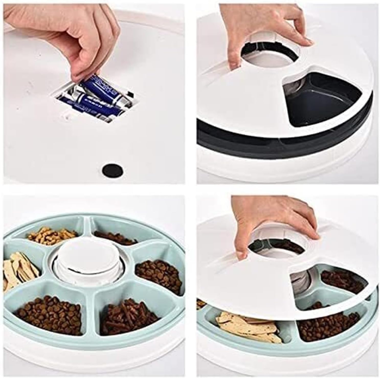 Automatic Pet Feeder with 6 Meal Trays - Programmable Timer for Dry/Wet Food, 24-Hour Scheduling for Dogs and Cats(A)