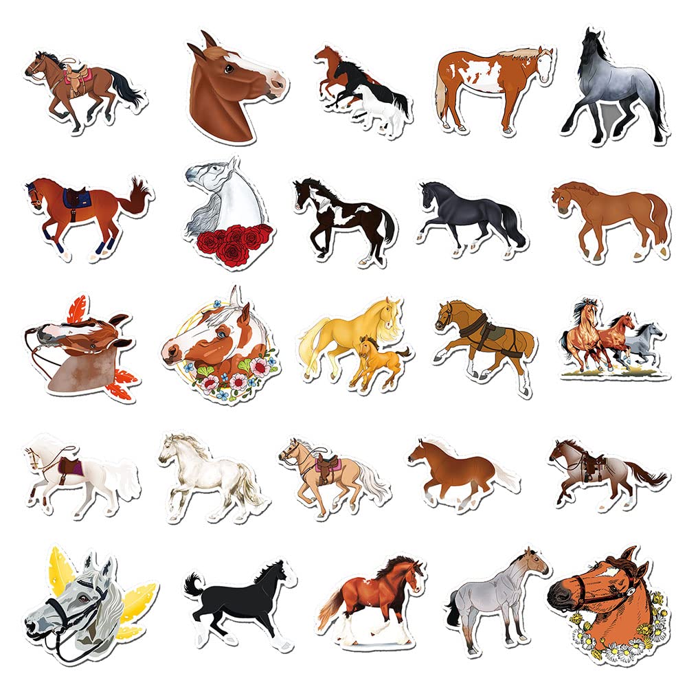 Cartoon Horse Vinyl Stickers, 50 PCS Waterproof Animal Decals for Laptops Scrapbooking, Notebooks, Water Bottles, Suitcases - Image 2
