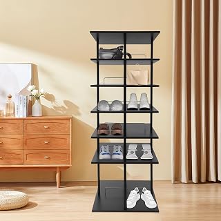 360° Floor Swivel Shoe Storage Shoe Rack Rotating Shoe Storage Shelf Multi-Tier Shelf Rotating Shoe Rack for Placing Shoes Hats Handbags Etc(6 Tiers Black)