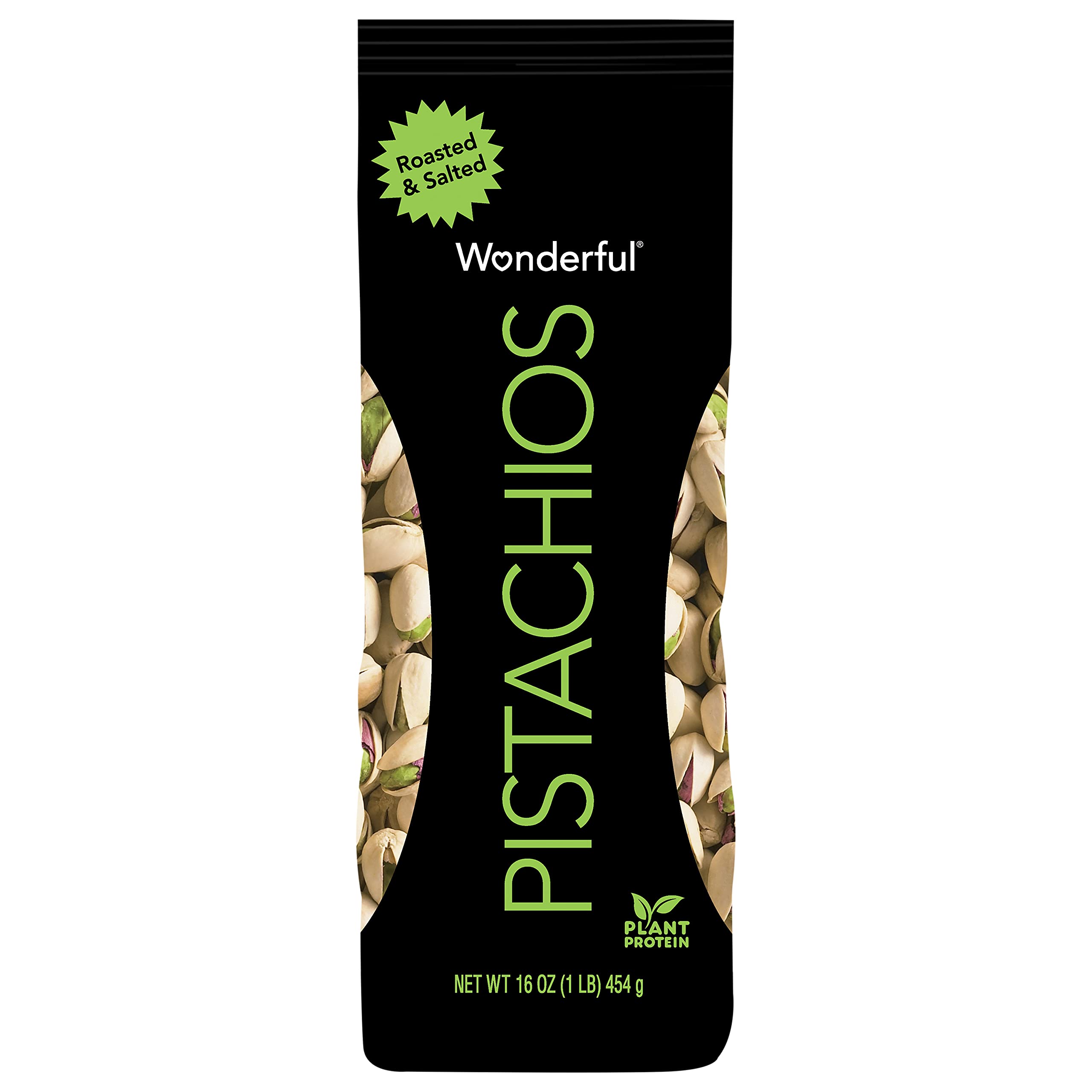 Wonderful Pistachios In Shell, Roasted and Salted Nuts, 16 Ounce Bag, Healthy Snack, Protein Snack, Pantry Staple