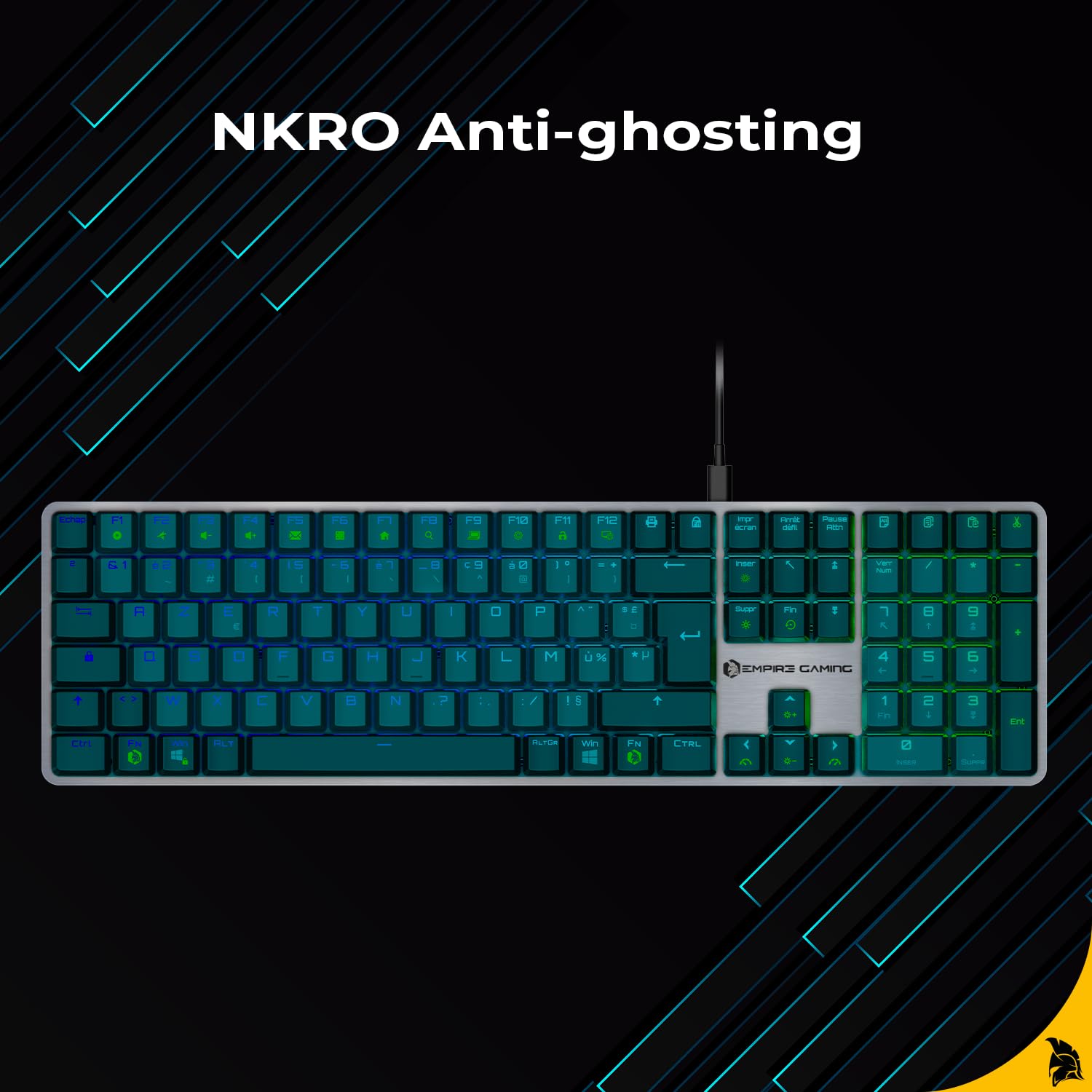 EMPIRE GAMING K243 - Przewodowa mechaniczna klawiatura do gier FR (AZERTY) 111 klawiszy USB-C, przełączniki MX Red, RGB 24 efekty, Anti-Ghosting NKRO, kompatybilna z PC i konsolami