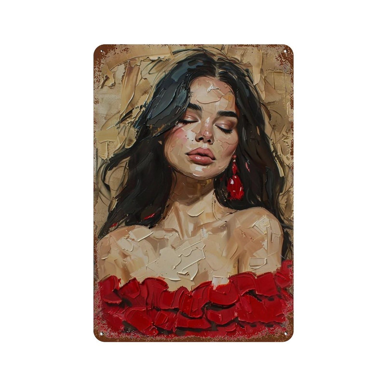 HDURYEYRYY Scarlet Lady Portrait 04 Wall Retro Iron Vintage Art Metal Tin Sign Poster Modern Home Cofffee Club Art Bar Shop Decor 30x20cm