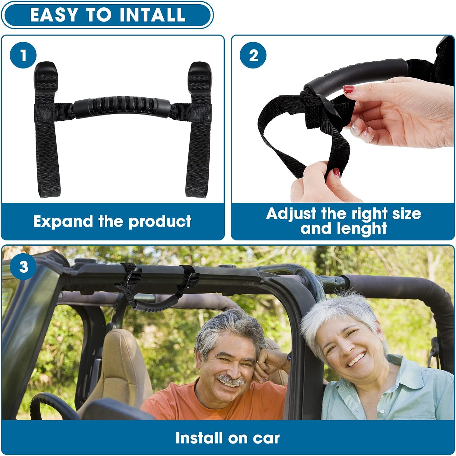 Tallew 2 Pack Mirrors Doors off and 4 Roll Bar Grip Handles Compatible with Jeep Wrangler Easy to Install Door off Mirrors Rectangular Door Hinge Mirrors for