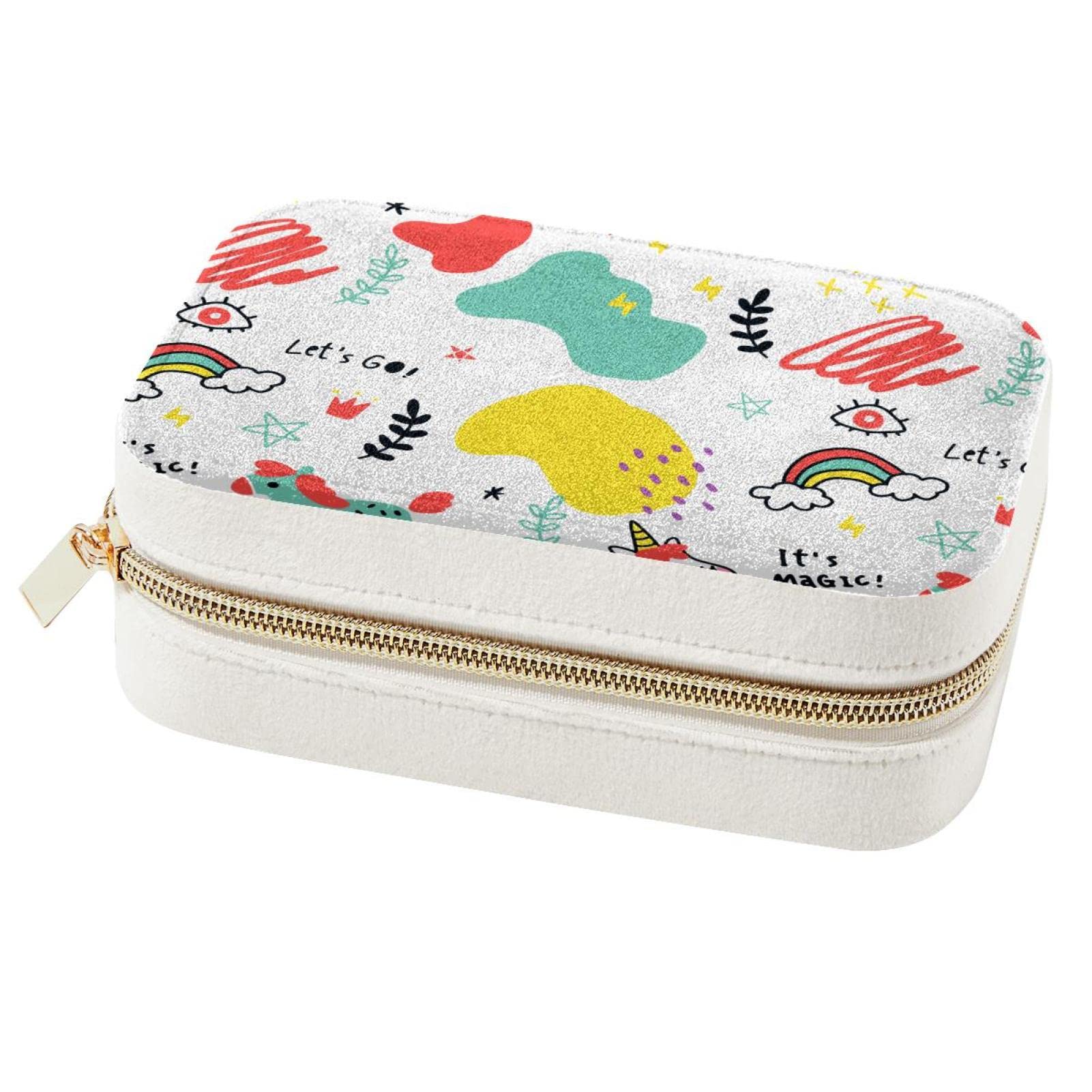 Organiseur de bijoux de voyage compact boîtes de rangement femmes filles motifs animaux