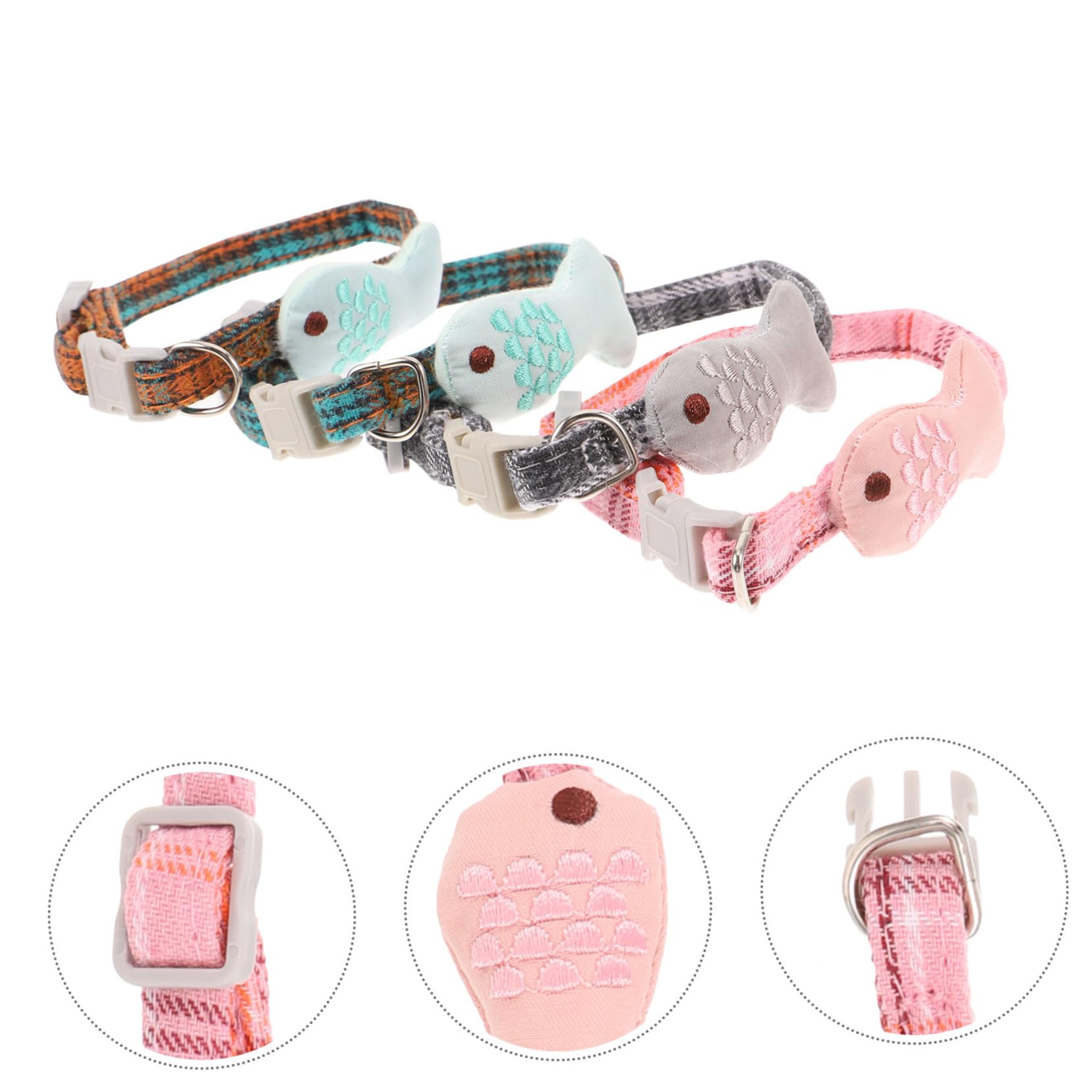 VANZACK 12stücke Teiliges Katzenhalsband-Set Verstellbar Mit Fischform Und Karomuster Für Stilvolle Katzen Mixfarben Leicht Anzulegen Perfektes Accessoire Für Ihr Haustier