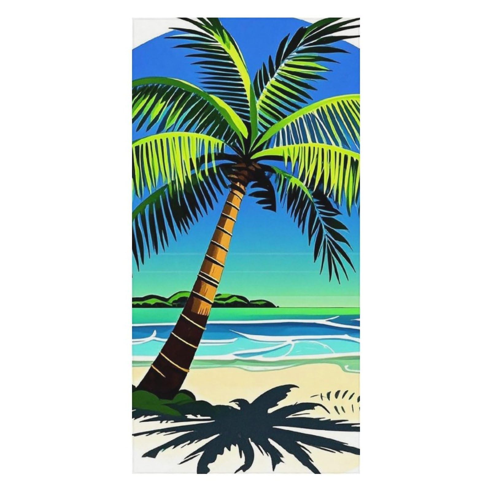 Palm Tree Clip Art Beach Towels Extra Large, Quick Dry Absorbent Multipurpose, Oversized Beach Towel, Sand Free Foldable Lightweight, Travel Towel, For Beach Pool Camping Travel Vacation, 63x31.5 in