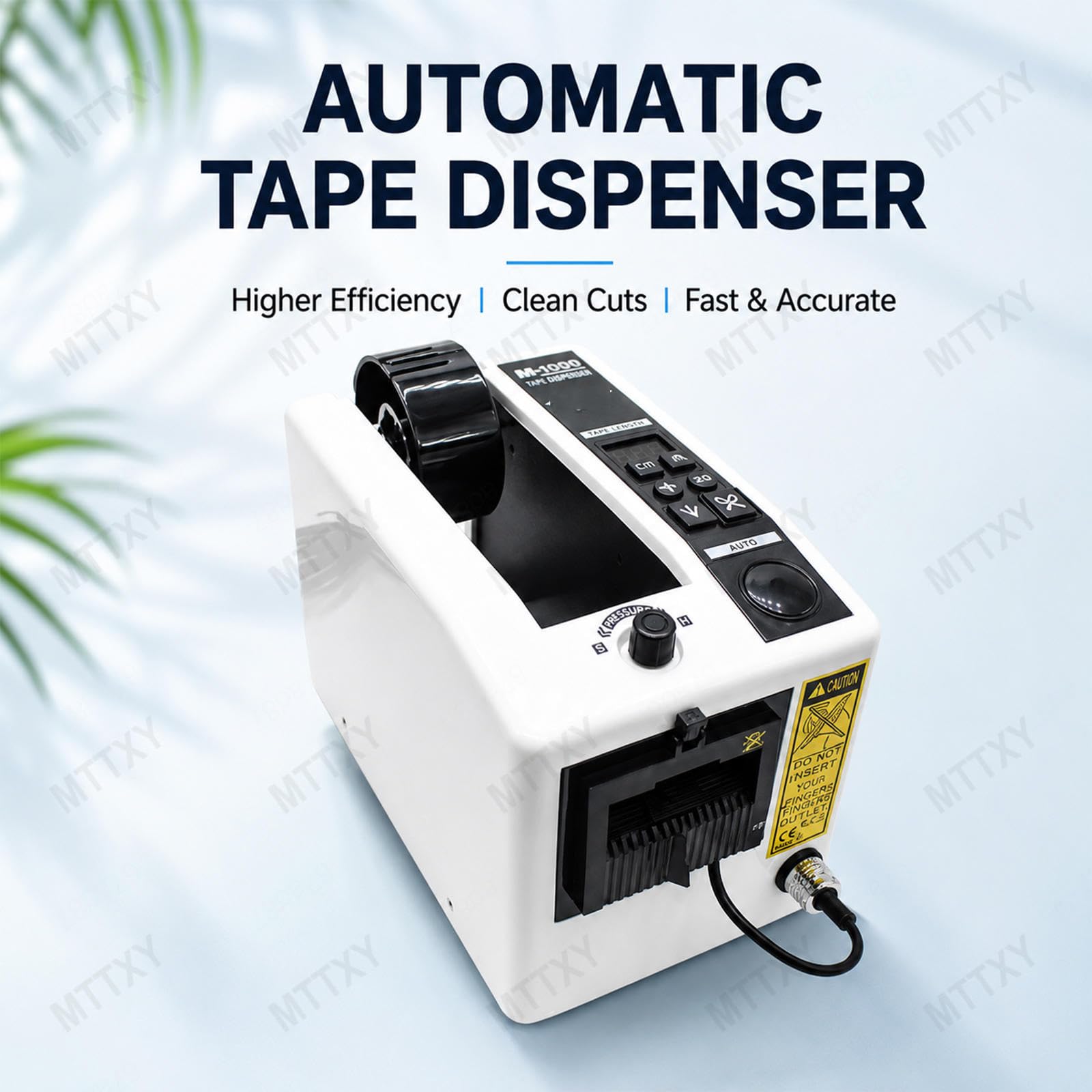Dispenser Automatico per Nastro, Ruota Metallo 7–50 mm per Imballo,1000 | Dispenser nastro con display digitale, sensore pickup, ruota guida in metallo e manopola pressione,1000