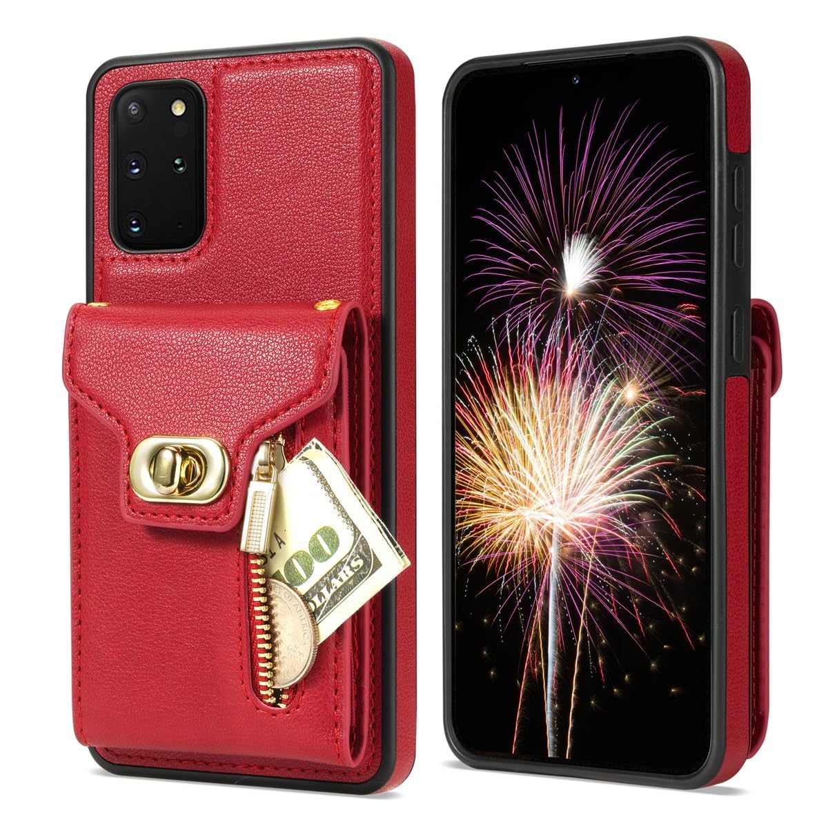 Phone Screen Protector Compatible With Samsung Galaxy S20 Plus Premium PU Leather Flip Phone Case Leather Case Holder Phone Case RFID Protective Cover Girl/Woman Shoulder Strap Crossbody Portem