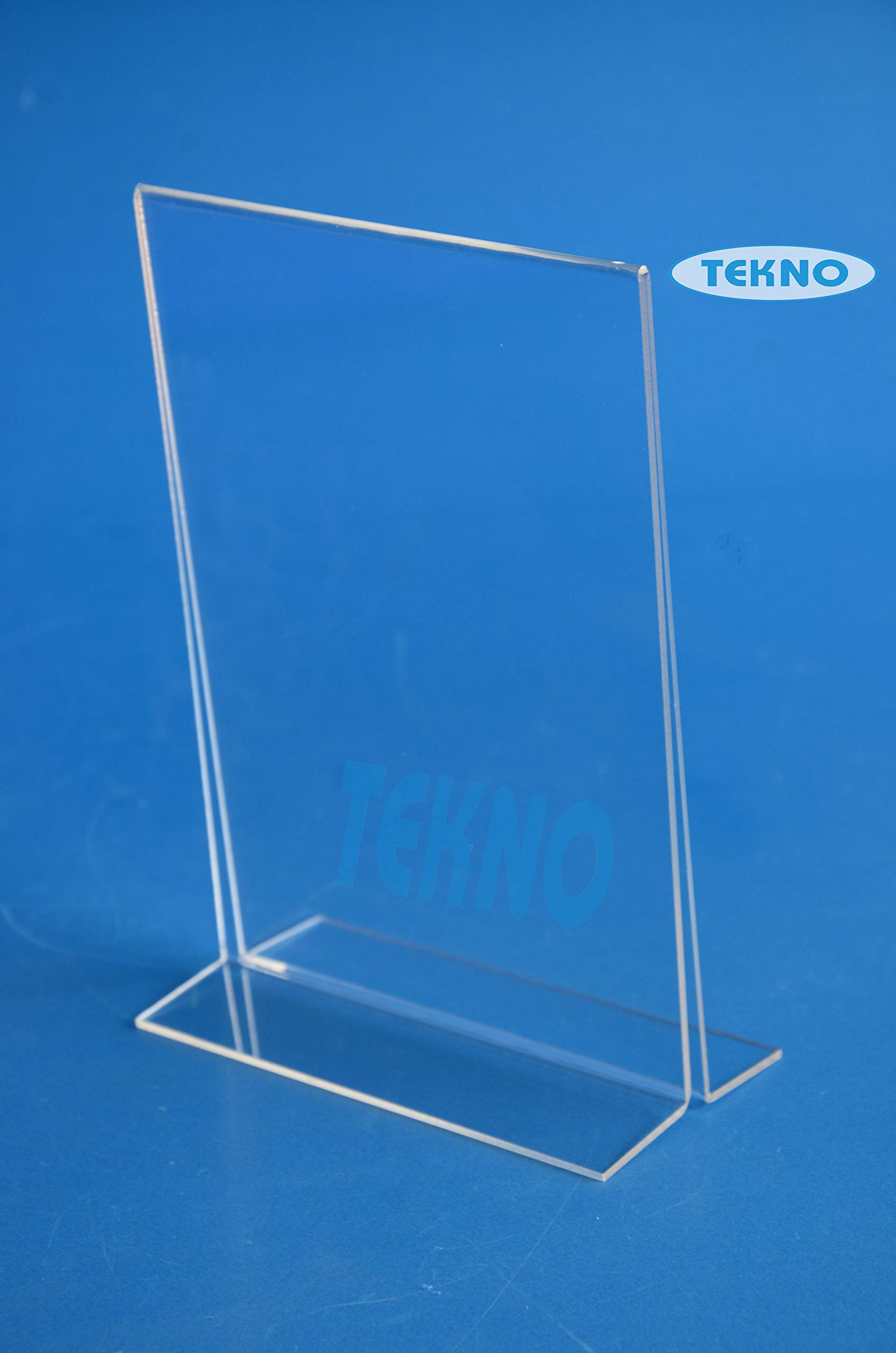 Tekno Acrylic Sign Holder Table Sign Holder Double Sided T Shape Clear Plastic Desktop Display Holder Vertical Menu Stand Sign Holders for School, Office, Hotel, Party A4 Size Pack of 5