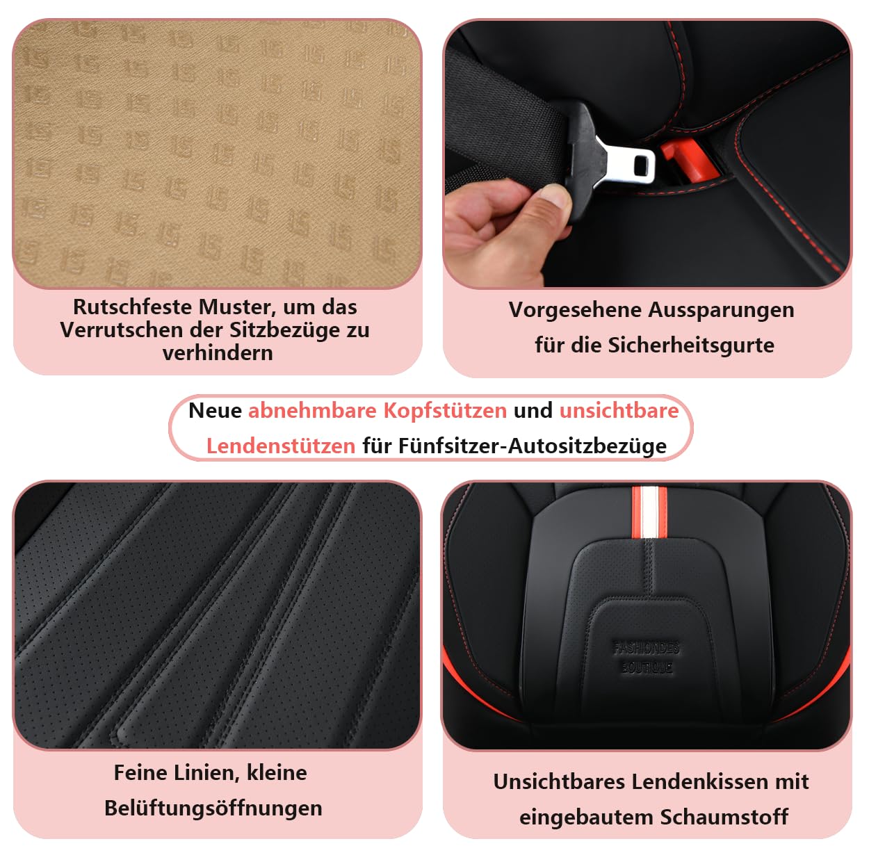 Universelle Auto-Sitzbezüge Komplettset, Fahrzeuginnenausstattung, Autositzbezüge Nappa-Leder – passend für 90% Autos, SUVs und Geländewagen (Schwarz,for Skoda Superb -2014)