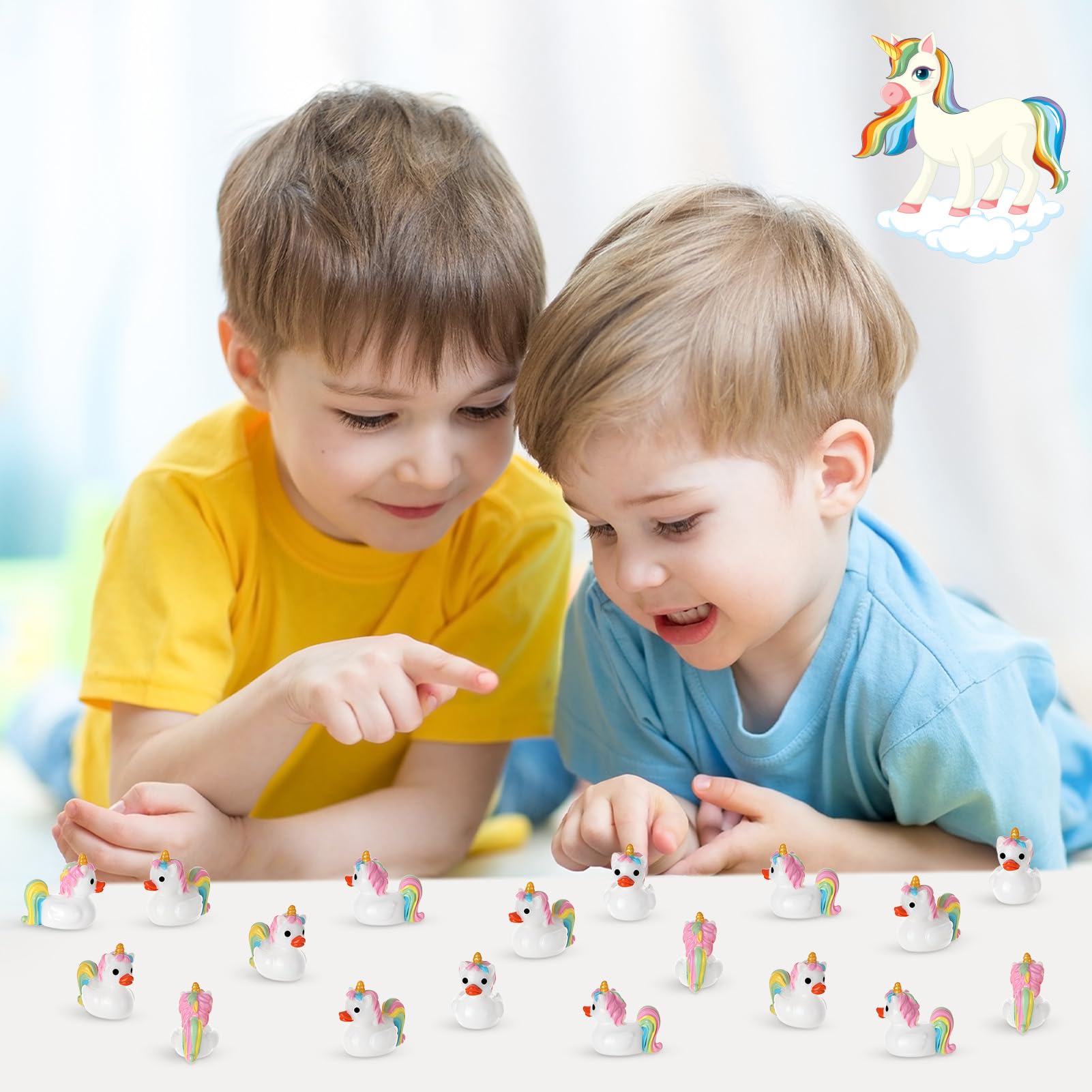 50 Stück Einhorn-Enten Spielzeugfiguren, Mini-Einhorn-Enten aus Harz, kleine Einhörner, Entenspielzeug für Partygeschenke (Einhörner)