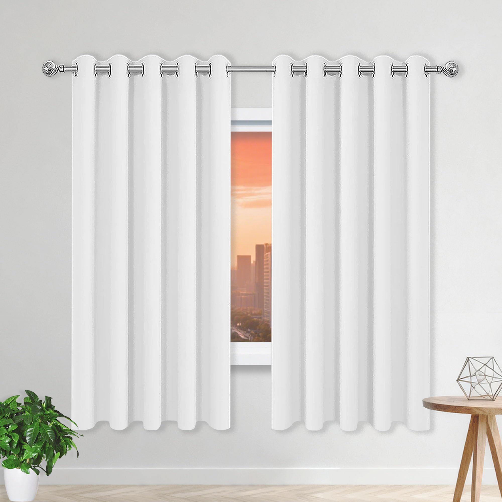Rideau occultant 310 x 395 cm blanc isolant thermique à oeillets pour salon
