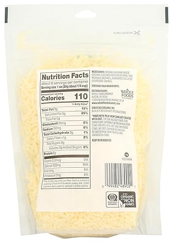 Miniatura 4 de 365 by Whole Foods Market, Cheddar Mild Fancy Shredded Organic, 6 onzas