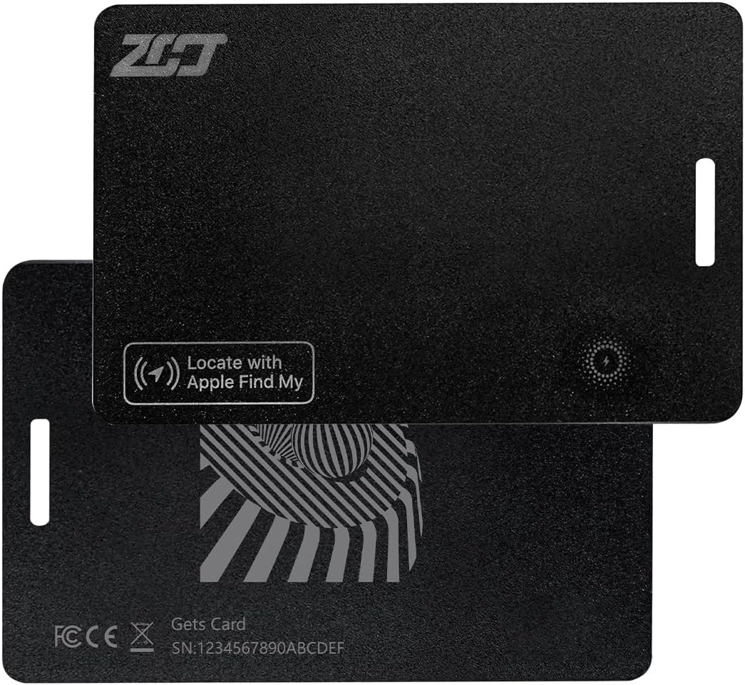 Wallet Tracker Card, Compatible with Find My App(iOS Only), for Luggage Tag, Purse, Passport,Key,IP67 Waterproof,Slim Smart Bluetooth Tracking Tag with Key Chain Hole (Recharge Version-2 Pack)