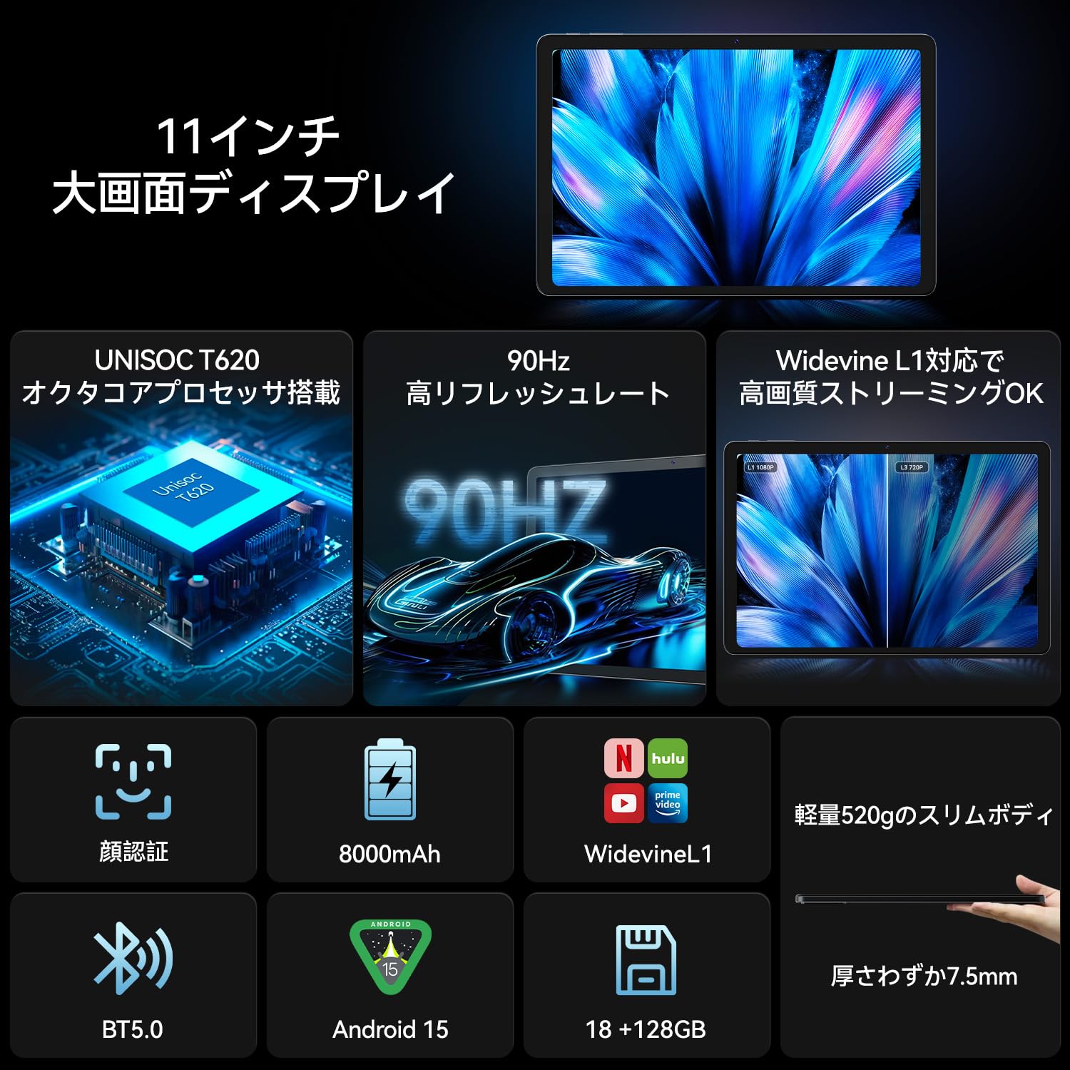 Amazon.co.jp: FPD タブレット11インチ Android 15 Tablet 、90Hz
