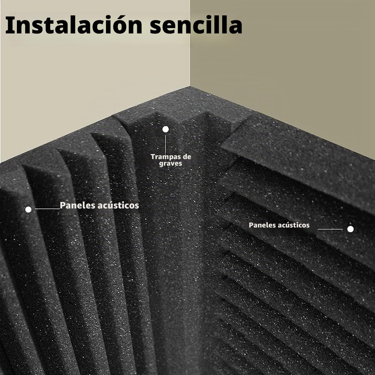 Paquete de 16 paneles de espuma acústica, bloque de esquina de trampa acústica, espuma absorbente de sonido para estudio, hogar o teatro