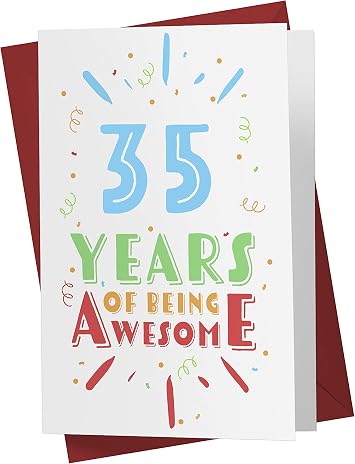 Karto 35th Birthday Card for Men Women - Awesome | Large 5.5x8.5 in, with Envelope