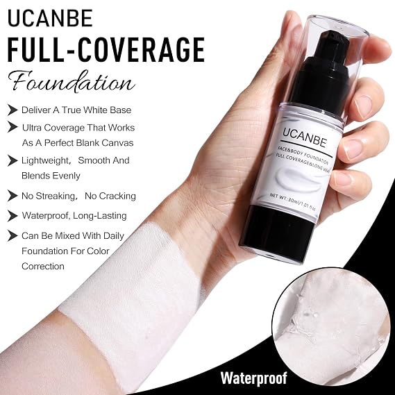 UCANBE Black Halloween Makeup Kit Skeleton Skull Vampire Gothic Makeup Set for SFX Cosplay Costume -Eyeshadow, White Foundation, Black Lipstick & Eyeliner, Self Adhensive Eyelashes, Brush & Sponges