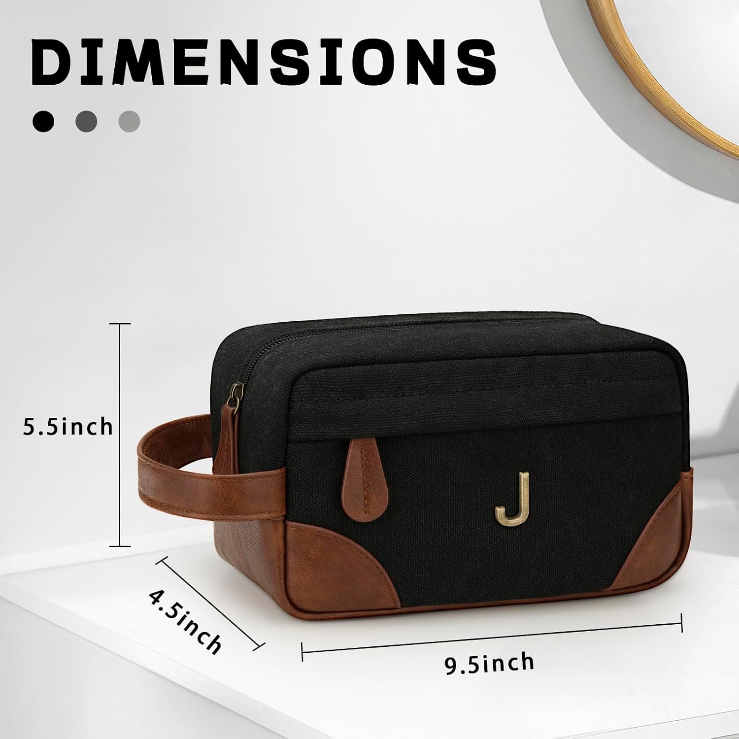 Personalized Gifts for Men Dad - Initial Travel Toiletry Bag Hanging Dopp Kit, Waterproof Shaving Bag with Large Capacity, Fathers Day Birthday Gifts for Him Dad Husband Boyfriend (J)