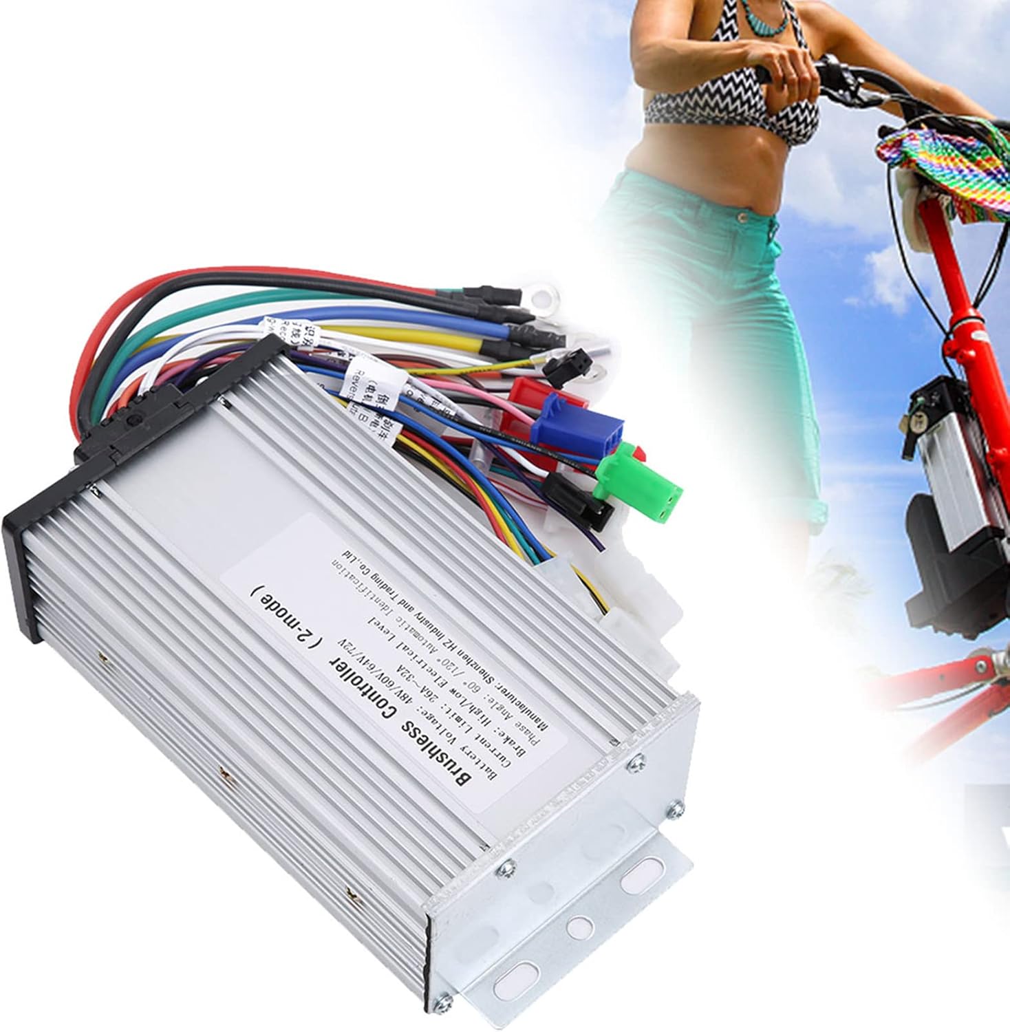 VBESTLIFE Brushless Motor Controller, Scooters Equipment Accessories 48V 60V 64V 72V 1000W-1500W 12 Tube Dual Mode Rectangula Brushless Motor Controller for Electric Scooter