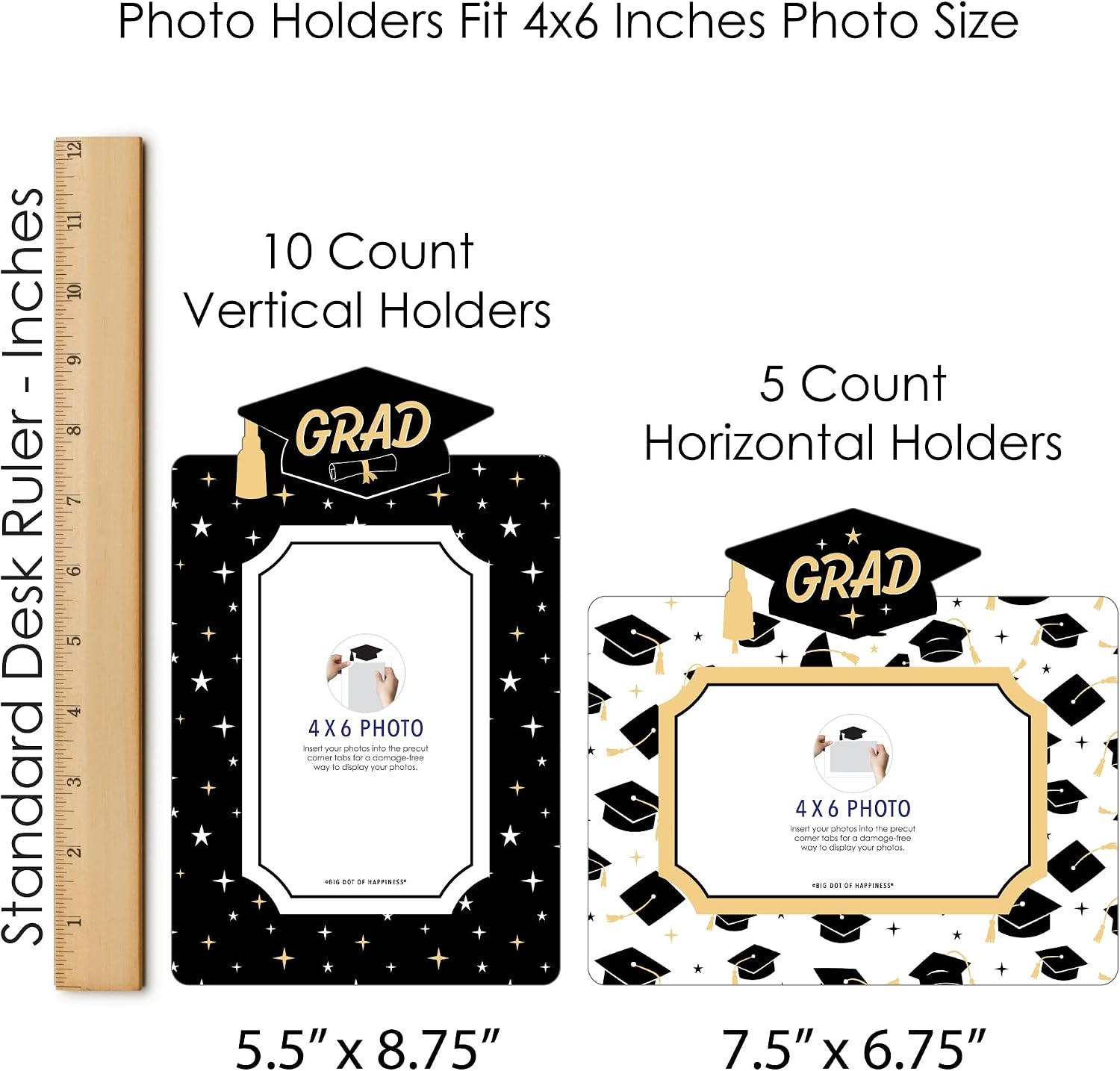 Big Dot of Happiness Goodbye High School, Hello College - Graduation Party Picture Centerpiece Sticks - Photo Table Toppers - 15 Pieces
