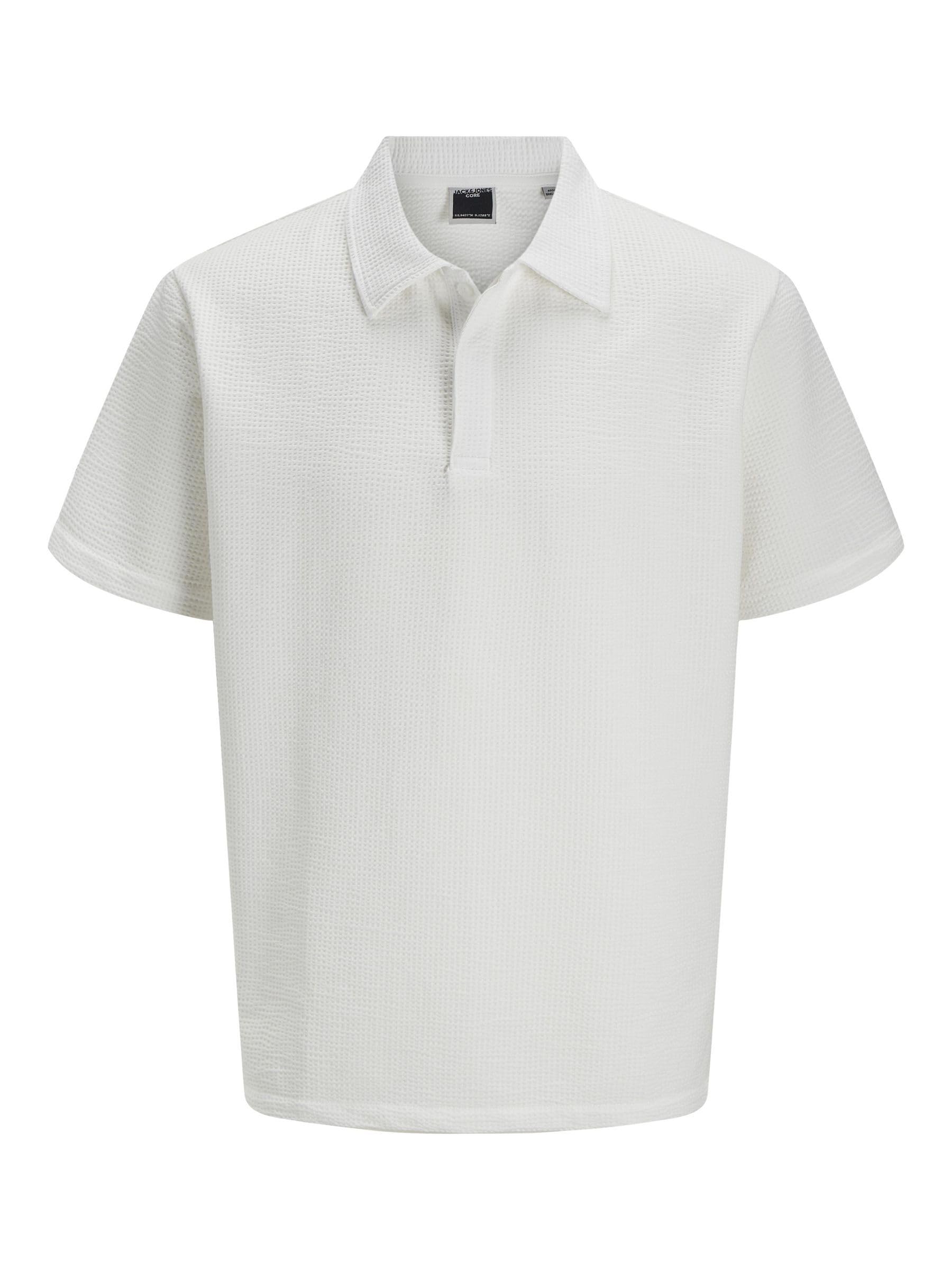 JACK & JONES Men's Jcosago Textured Polo SS, Cloud Dancer, L