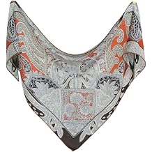 Women's Silk Wool Blend Triangle Scarf 49x49x74 Lightweight Printed Large Scarf Shawl