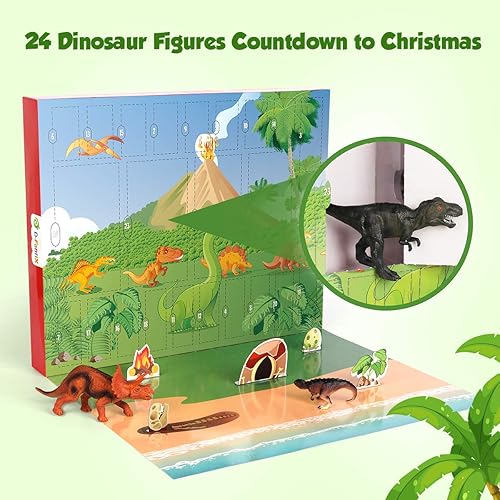 Miniatura 2 de D-FantiX Calendario de Adviento de dinosaurios 2025 para niños, cuenta regresiva de 24 días para Navidad, calendarios de Adviento de dinosaurios,