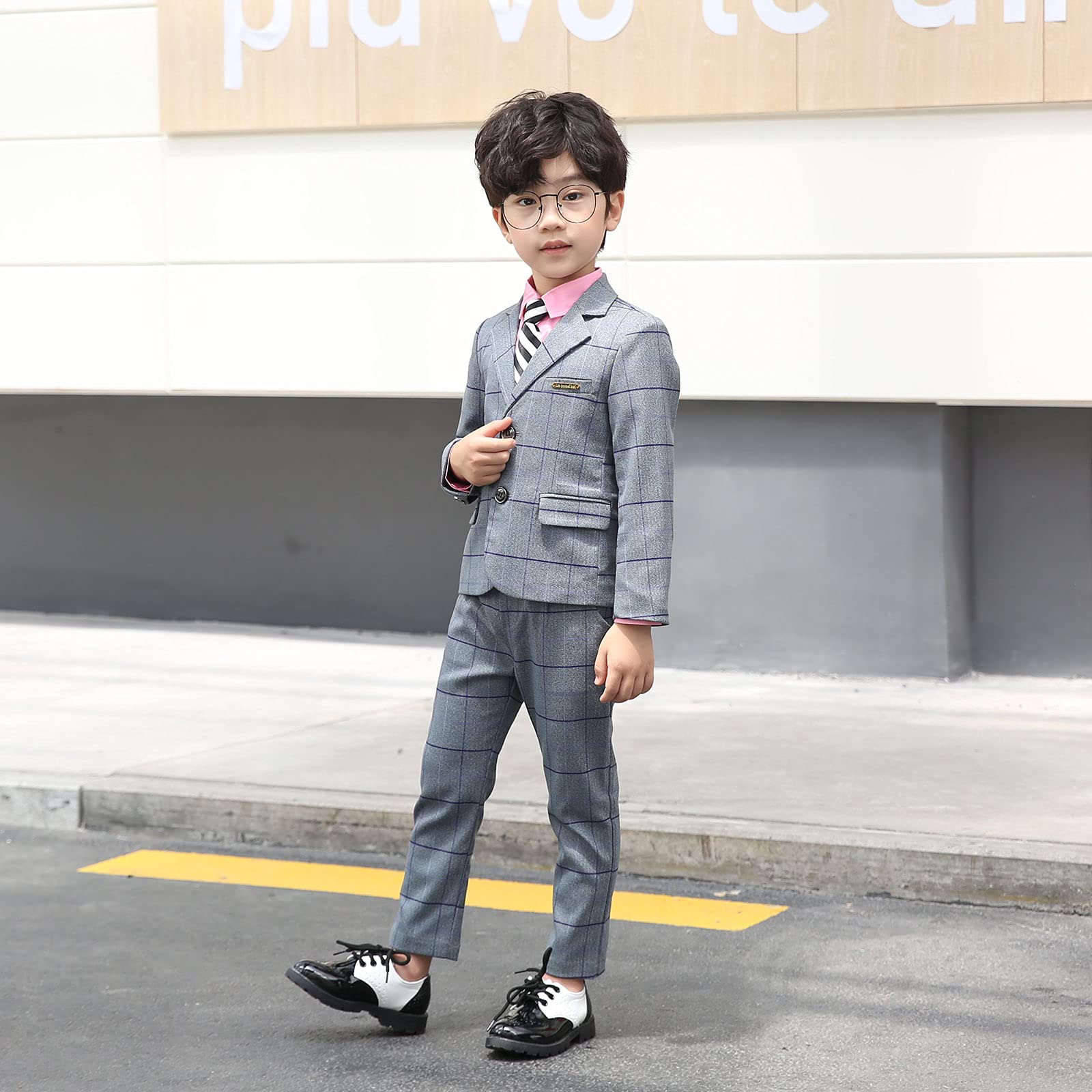 Trajes de Comunion Niño Traje Infantil Tradicional Español a Rayas a Cuadros, Apto para Bautizo y Comunión, Traje Infantil de 5 Piezas