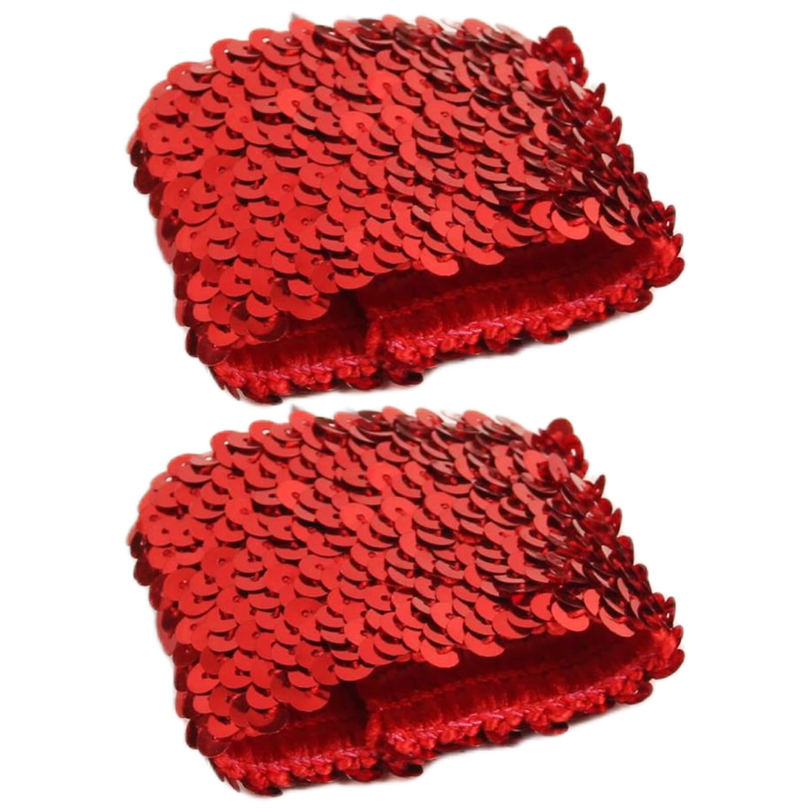 Kfwfuaee Fingerless Arm Warmers with Sequins Handcuffs for Men and Women Stage Artists Dressing Cosplay Party Props Cuff Extension Party Costume Accessories, 7 rows of bright red, One Size