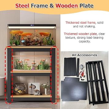 30 20 10 Gallon Fish Tank Stand, 100cm Tall Heavy-Duty Aquarium Stand Furniture/ Breeder Tank Stands, Floor-Standing Aquarium Stand for Turtle Tank/ Reptile Terrarium(White - B,(LxWxH)15.7x11.8x39.3in