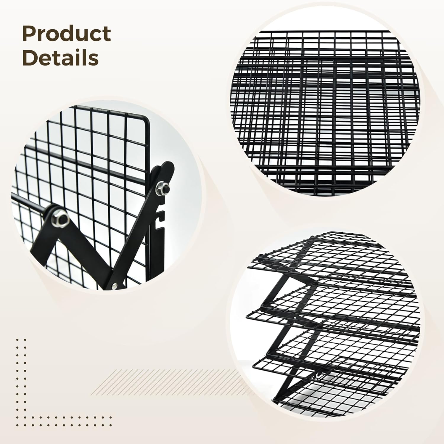 4-Tier Collapsible Stacking Cooling Racks for Baking, Iron Wire Foldable Food Cooling Shelf, Portable Outdoor Camping Picnic Grill Stand, Heavy Duty Kitchen Oven
